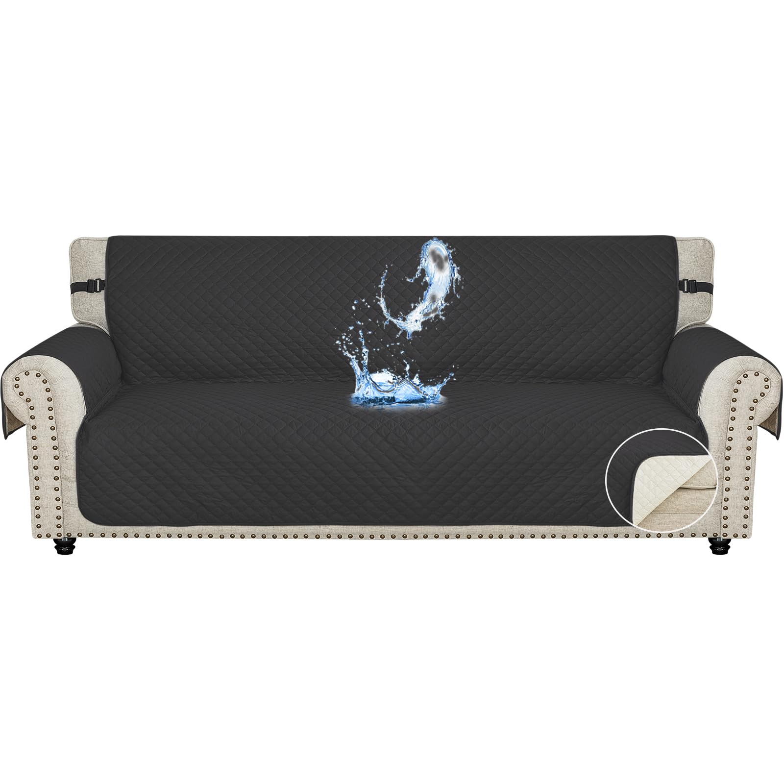 Ystyle Funda Cubre Sofa 4 Plazas - Impermeable Fundas Sofa Verano, Protector Sofa para Gatos Arañazo y Perros Mascotas, Fundas para Sofa Antideslizante Antimanchas Lavable, Negro Global Recycled Standard Global Recycled Standard Global Recycled Standard