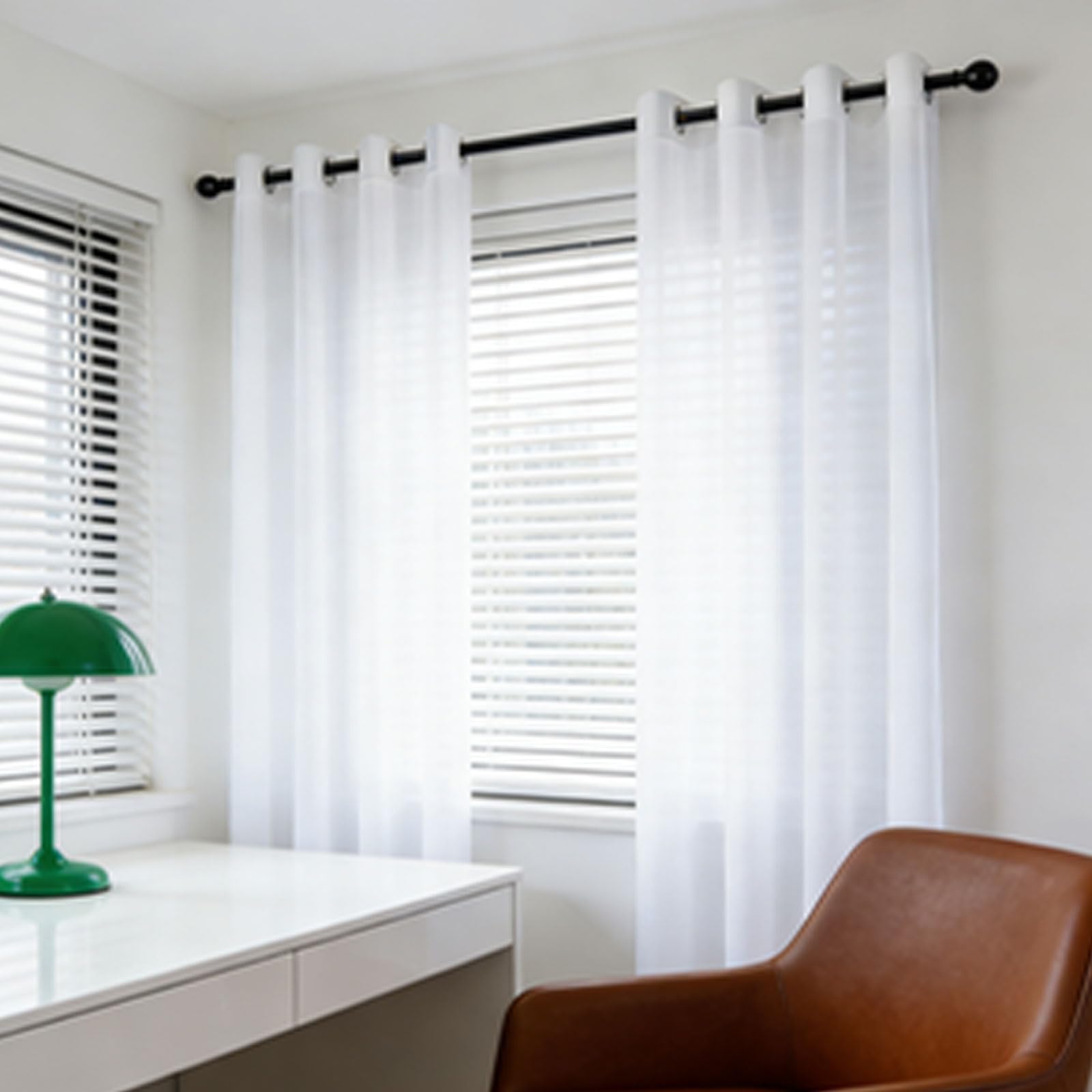 Rideaux voilage 110 x 130 cm blanc anti-UV pour fenêtre de salon