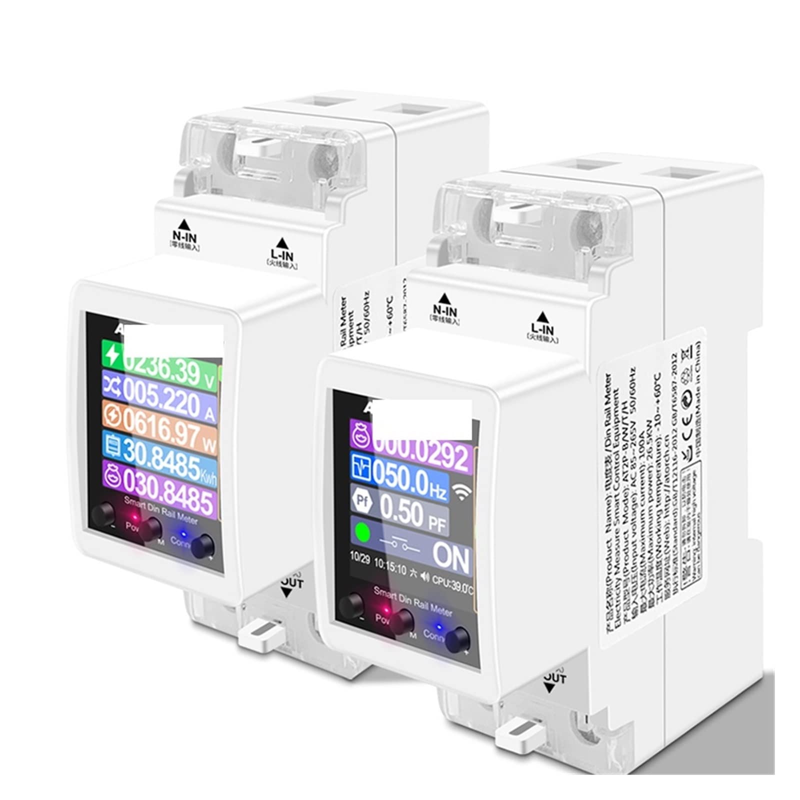 Smart Energy Monitor, Contatore di energia, AT2PW 100A Tuya Su Guida Din Contatore di Energia Smart Switch Telecomando Digital Volt Amp Kwh Misuratore del Fattore di Frequenza per Apartment Factory Ho