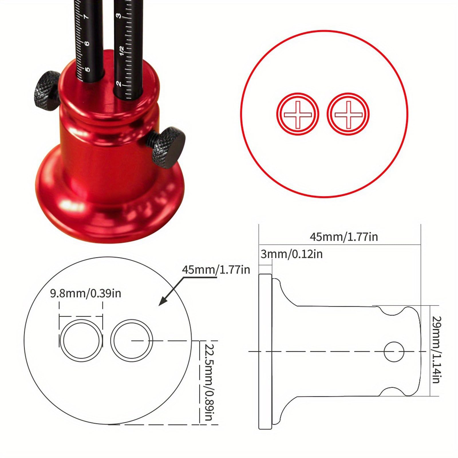 Anreißnadel aus eloxiertem Aluminium mit Stahl, Messung für Schrankbau und Tischlerarbeiten, professionelles Schreiner-Layout-Werkzeug, Markierungsreißnadel mit Stahl-Doppel-Messsystemen für