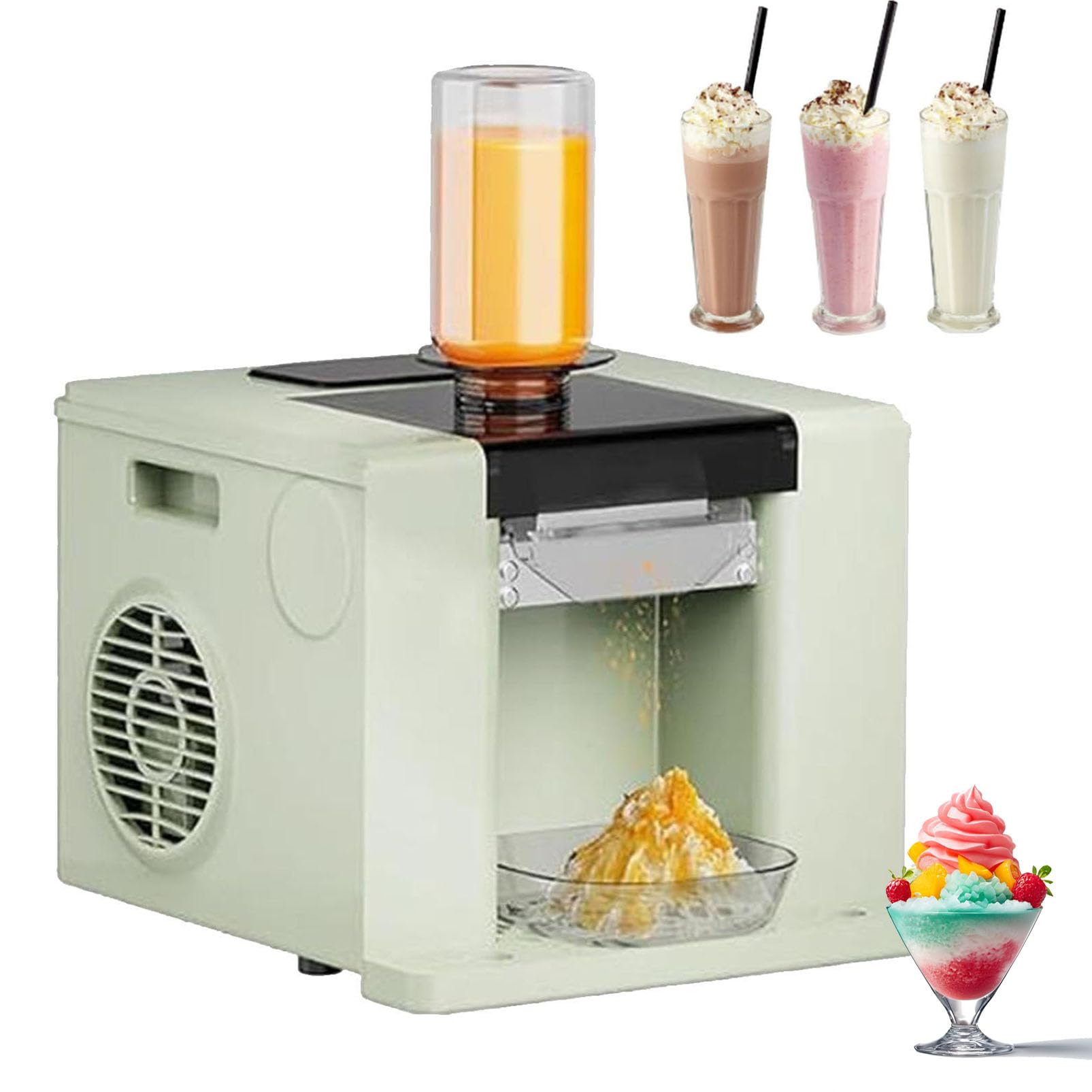 Tritaghiaccio Elettrico, Macchina Automatica per Granite con capacità di 750 ml, autopulente, Funzionamento con Un Solo Tocco per casa, Feste e attività Commerciali.