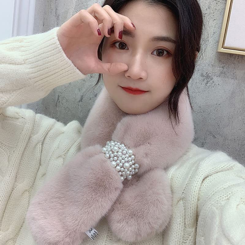 DNLKWGO Faux Fur Collar Scarf Winter Fake Faux Fur Loophole Scarf Rectangle Furry Wrap for Women Girls4