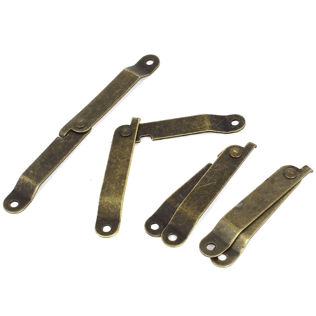 Uxcell Bronze Sourcing Map Furniture Box 6.1Cm Long Rotatable Folding Lid Support Hinge 4Pcs
