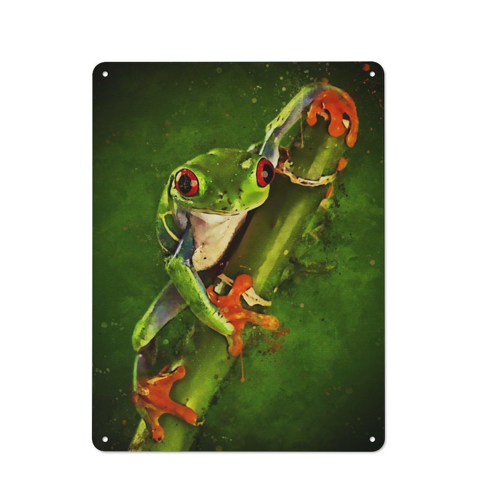 Junmoney Frog Watercolor Tin Sign 40X30cm For Living Room Wall, Retro Wall Decor, A Decorative Metal Sign For Living Rooms And Feature Walls