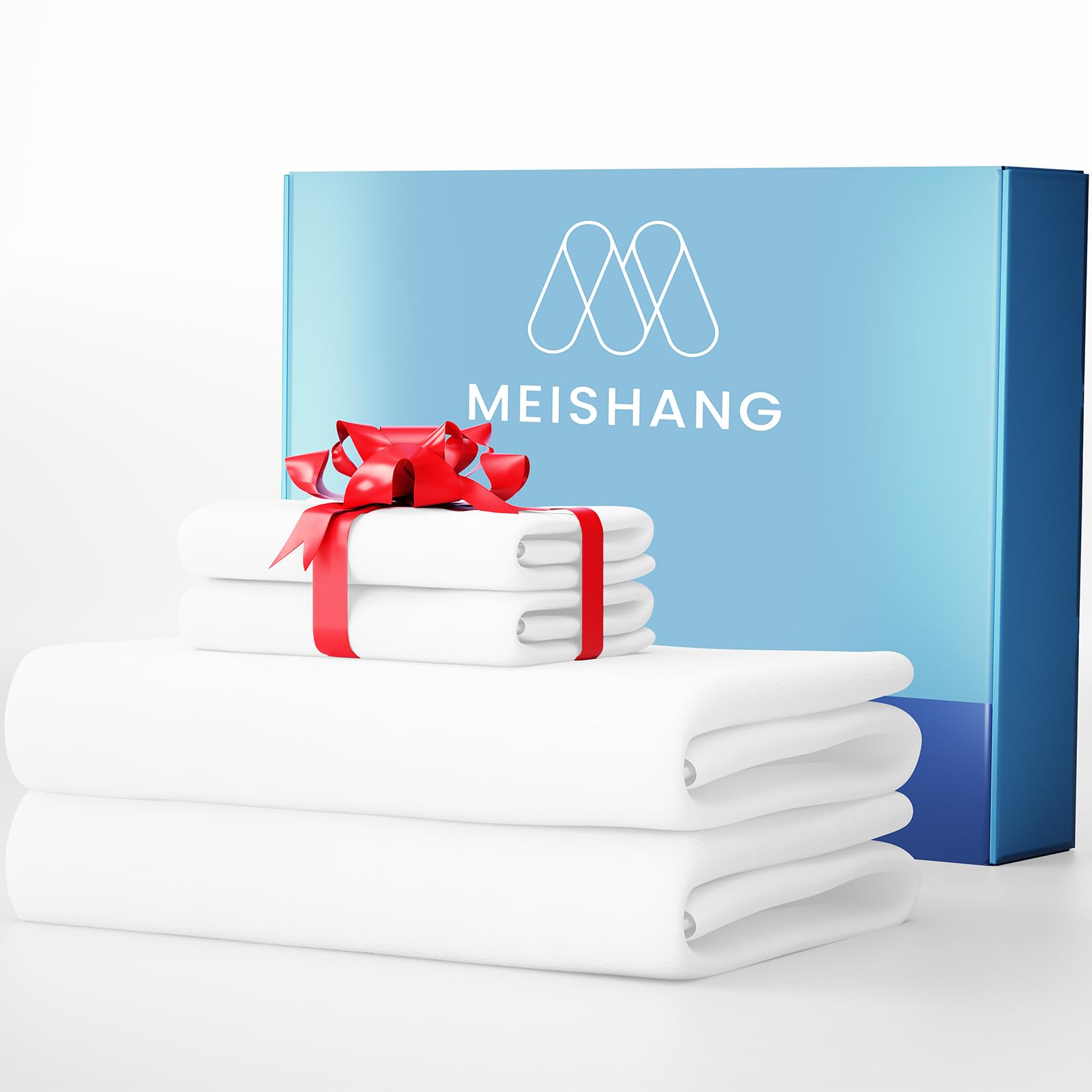 MEISHANG Cotton Sheets Queen Size - Egyptian Cotton Sateen Weave Soft Breathable Oeko-Tex Certified 16 Deep Pockets -