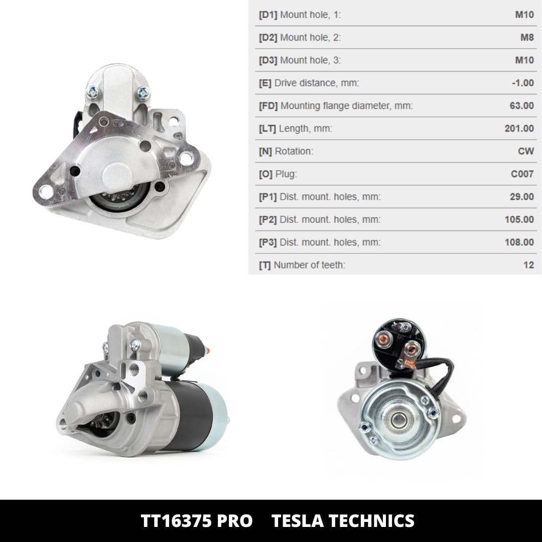TT16375 PRO Motorino di avviamento per auto 12V, 1.40 KW. Compatibile con DACIA, MERCEDES-BENZ, NISSAN, RENAULT.Eccellente rapporto qualità-prezzo. Installazione facile e garantita.