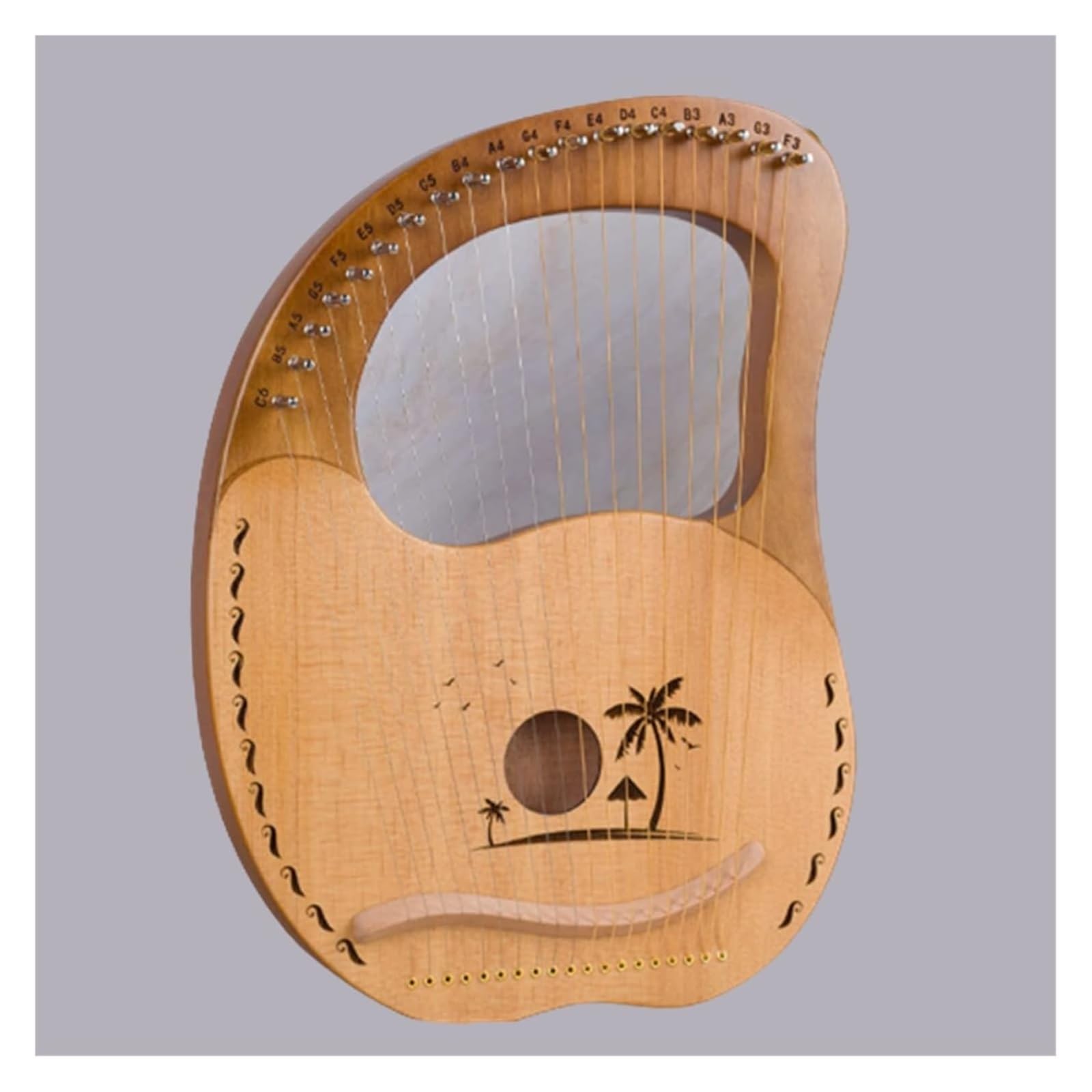Harfa, Przenośna 19-strunowa lira z litego drewna dla początkujących. Łatwe do nauki instrumenty muzyczne. Harfa