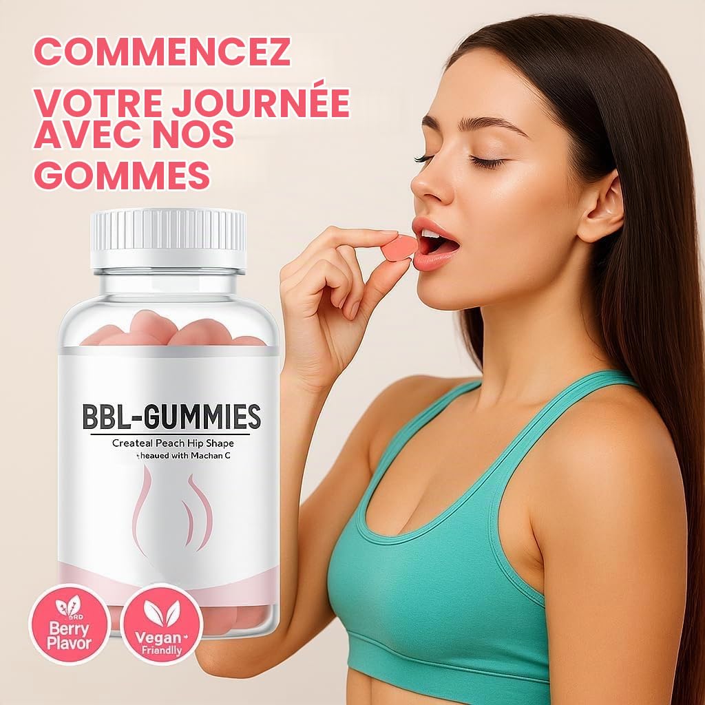 BBL Gummies, Aide à la croissance naturelle des fesses | nourrit la peau et l'élasticité, favorise la circulation sanguine, saveur de pêche