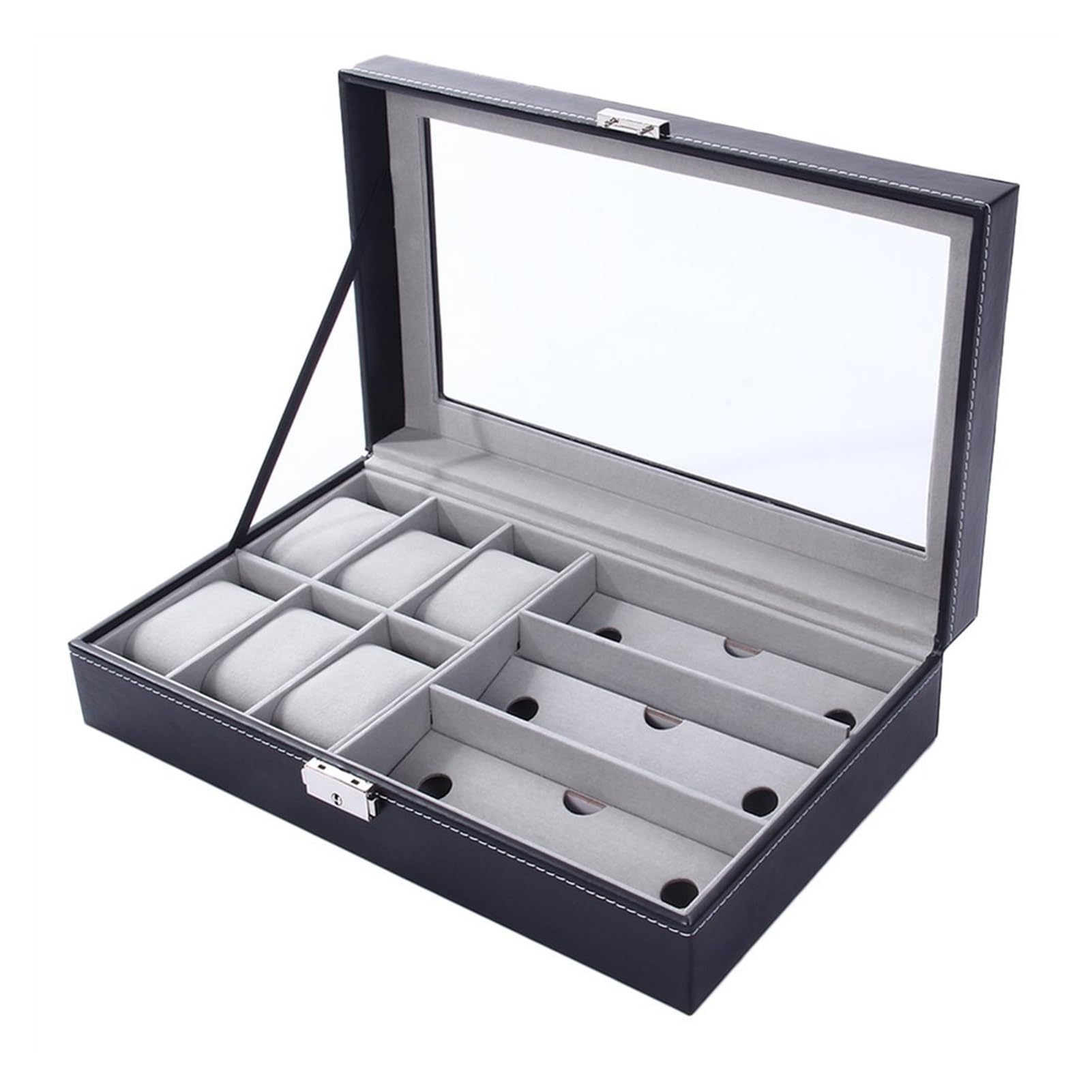 XBTGS Uhren-Display-Box, Leder, einlagig, Uhren-Aufbewahrungsbox, Brillen-Aufbewahrungsbox, geeignet für Zuhause, Schmuck, Dekoration, Displaybox, Uhrengehäuse für Herren