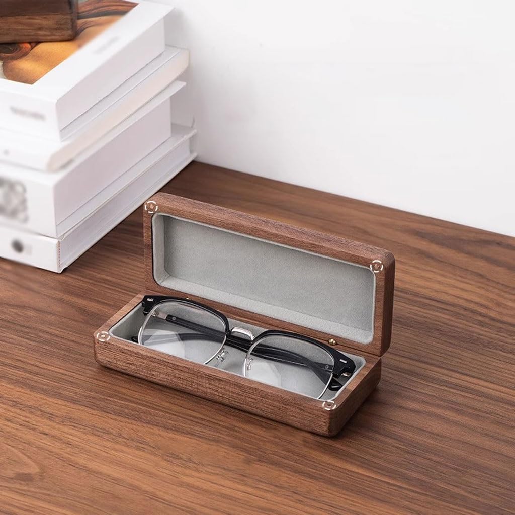Boîte De Rangement Lunettes Rétro En Bois Massif Haut Gamme, À Portable Unisexe Étui à Lunettes pour Femme