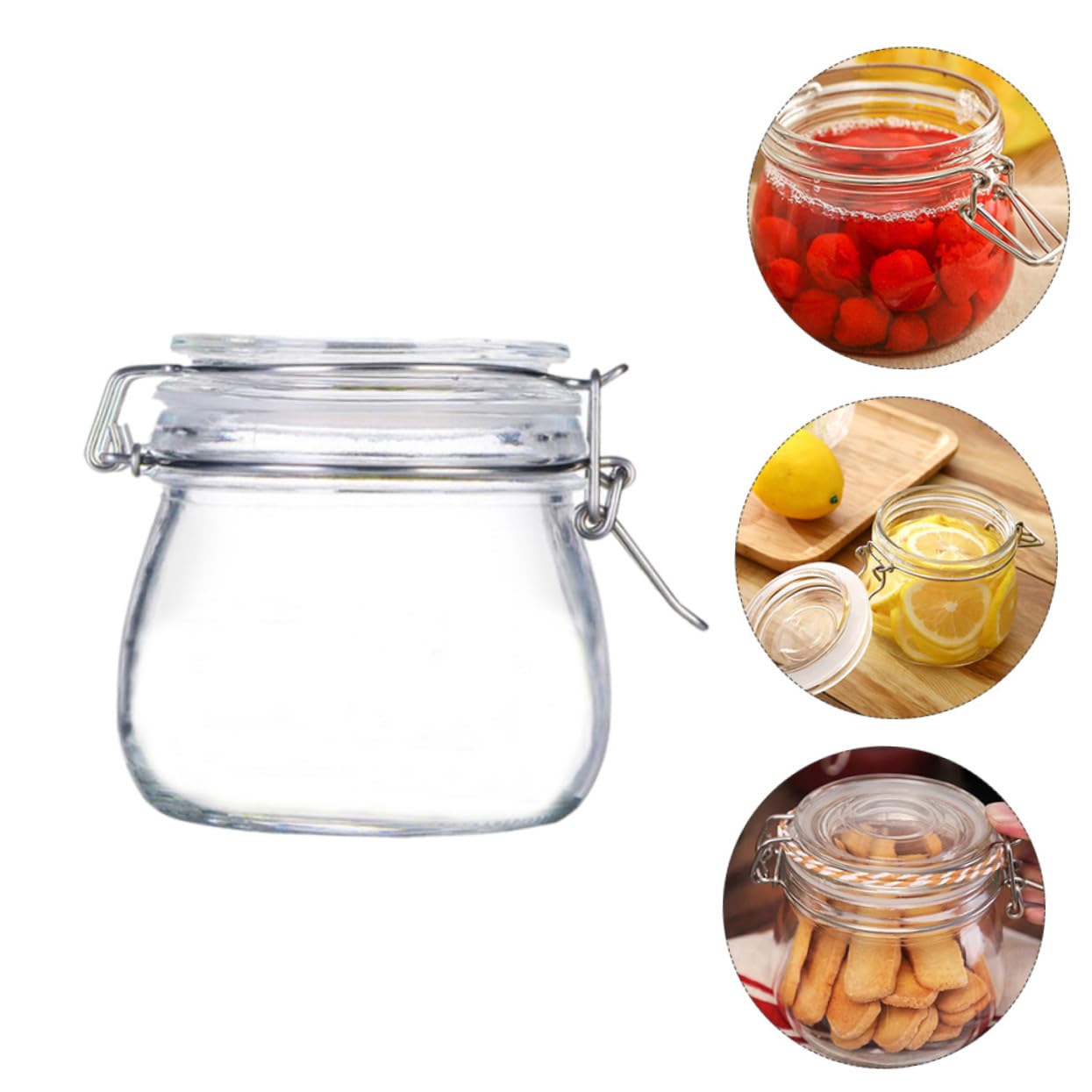 BESPORTBLE 3 pezzi Barattoli Vetro con Chiusura Ermetica Contenitori Piccoli per Conservare Tè Dolci e Snack Vasetti Sigillati per Cucina Ordinata e Sicura