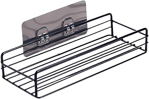 Miniatura 4 de Cajas de almacenamiento de baño resistentes al óxido, estante flexible con estante extraíble, 2 estantes flotantes montados en la pared para