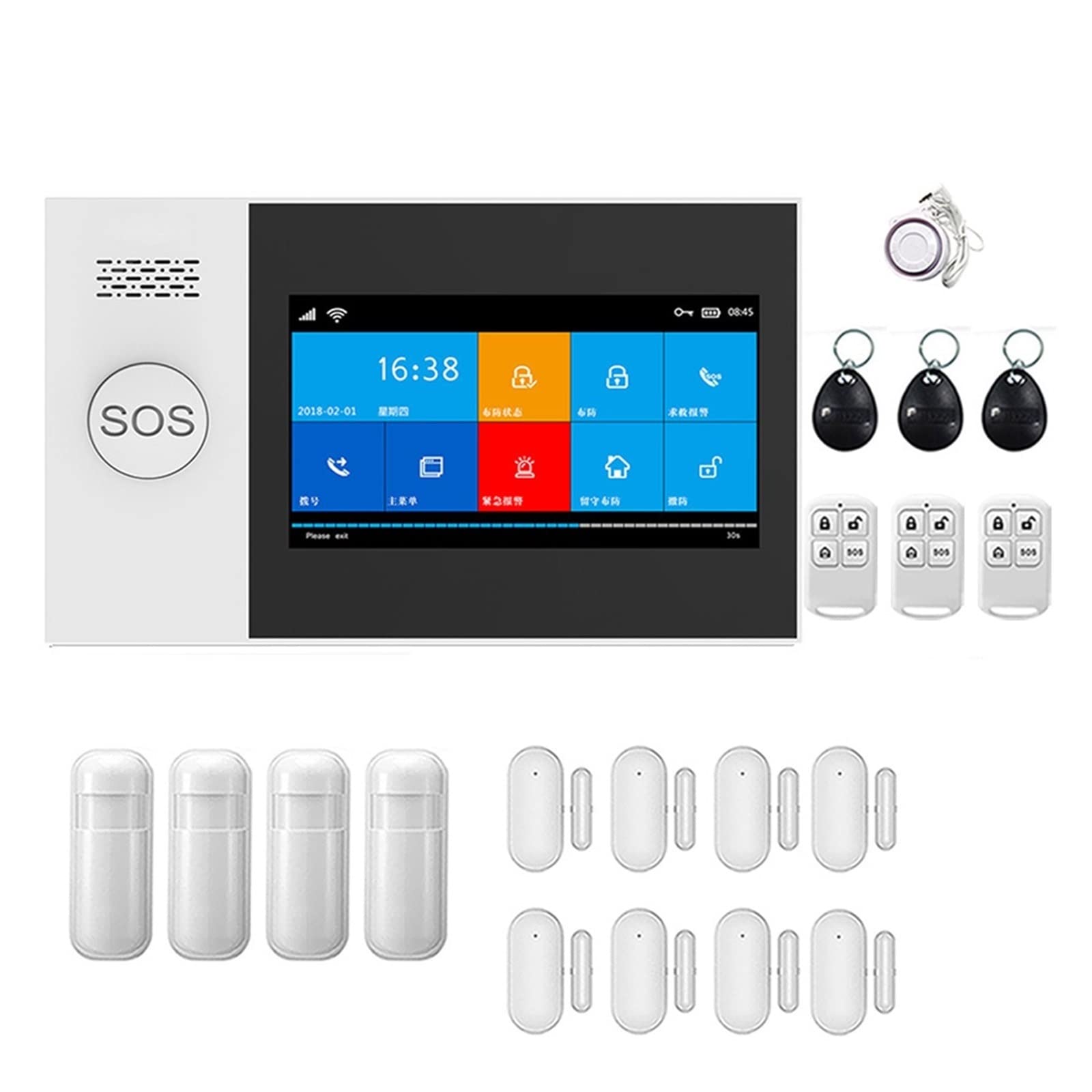 Sistema di Allarme di Sicurezza Domestica, Tuya gsm Alarm 4G Wireless antifurto for casa d'Affari Allarmi Touch Screen App Mobile Telecomando Smart Home Siren(A)
