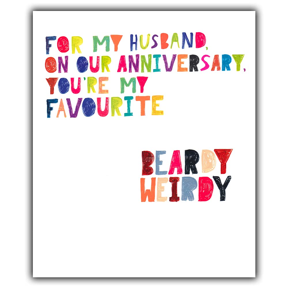 Emotional Rescue Husband Anniversary Card, Anniversary Card For Husband, Favourite Husband Anniversary Card, Beardy Weirdy, Beardy, Paper Salad, Anniversary Card Husband, Multi, ZFW9393