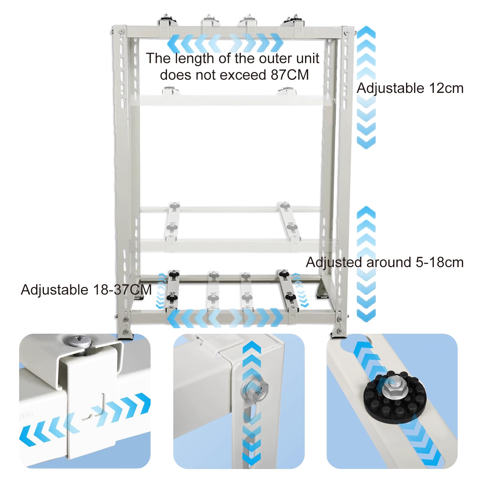 Supporto condizionatore doppia staffa (A due piani, 80X80X45CM) | Split Condizionatore d'Aria Rack, Supporto climatizzatore esterno, staffa di supportro pavimento condizionatore