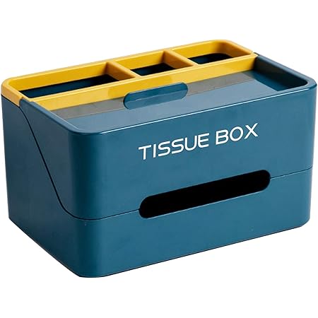 Amazon タレントスター リモコンラック ティッシュケース リモコン 収納 多機能 収納ボックス 小物入れ 収納ボックス 卓上 小物 ペン立て おしゃれ イエロー ブルー リモコンラック オンライン通販