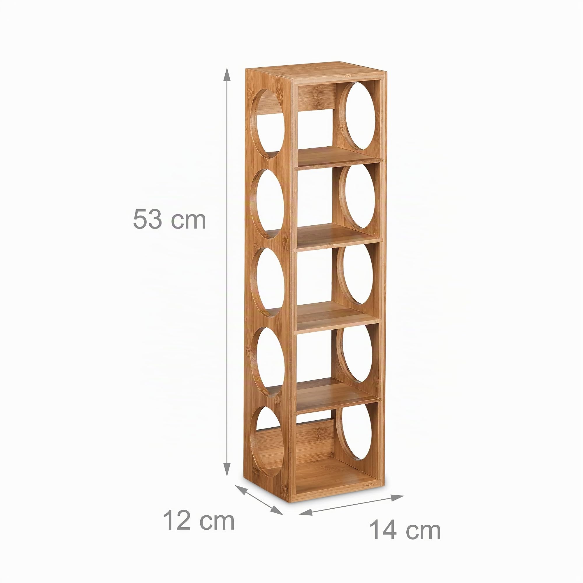 Relaxdays Étagère à vin pour 5 Bouteilles, Lot de 2, en Bambou, HxLxP : 53x14x12 cm, à Poser, Cuisine et Bar, Nature