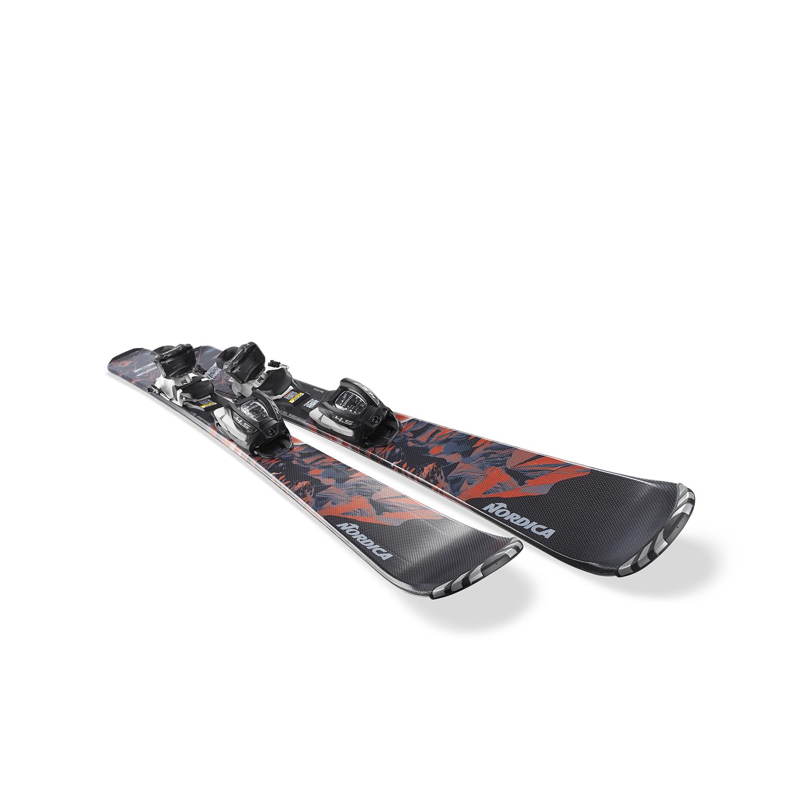 Nordica Team AM Kids All Mountain Skis, Black / Red / Blue, 130cm w/ JR 7.0 FDT Bindings