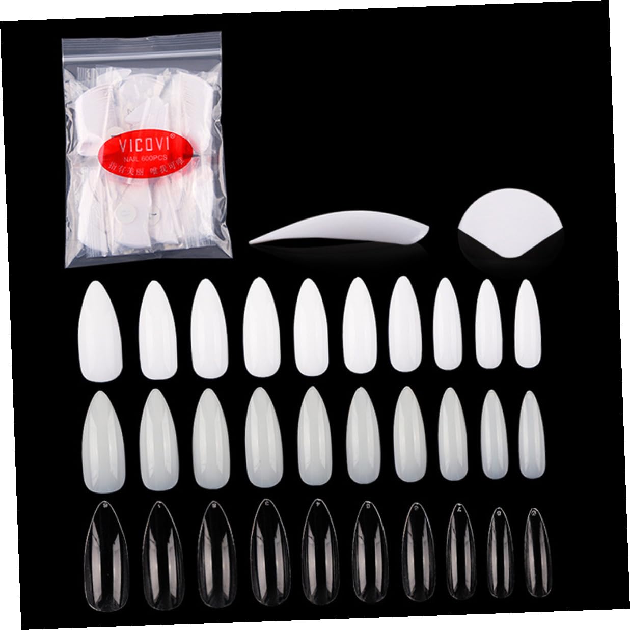 1 Bag of 600pcs Water Drop Shape Artificial Nail Tips Made of Abs Material Easy to Apply for DIY Nail Art at Parties or Holiday Events