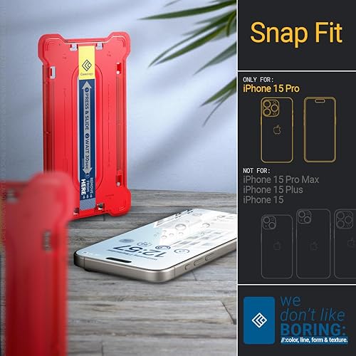 Miniatura 2 de Caseology Vidrio templado de ajuste rápido [2 unidades/fácil instalación] Protector de pantalla compatible con iPhone 15 Pro con kit de instalación