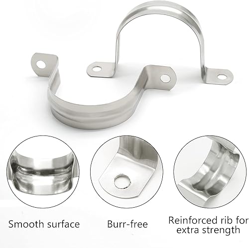 Miniatura 4 de 10 abrazaderas de conducto M50 (2 pulgadas), correa de acero inoxidable con dos agujeros, soporte en U, tira de tubo rígida, abrazadera de cable