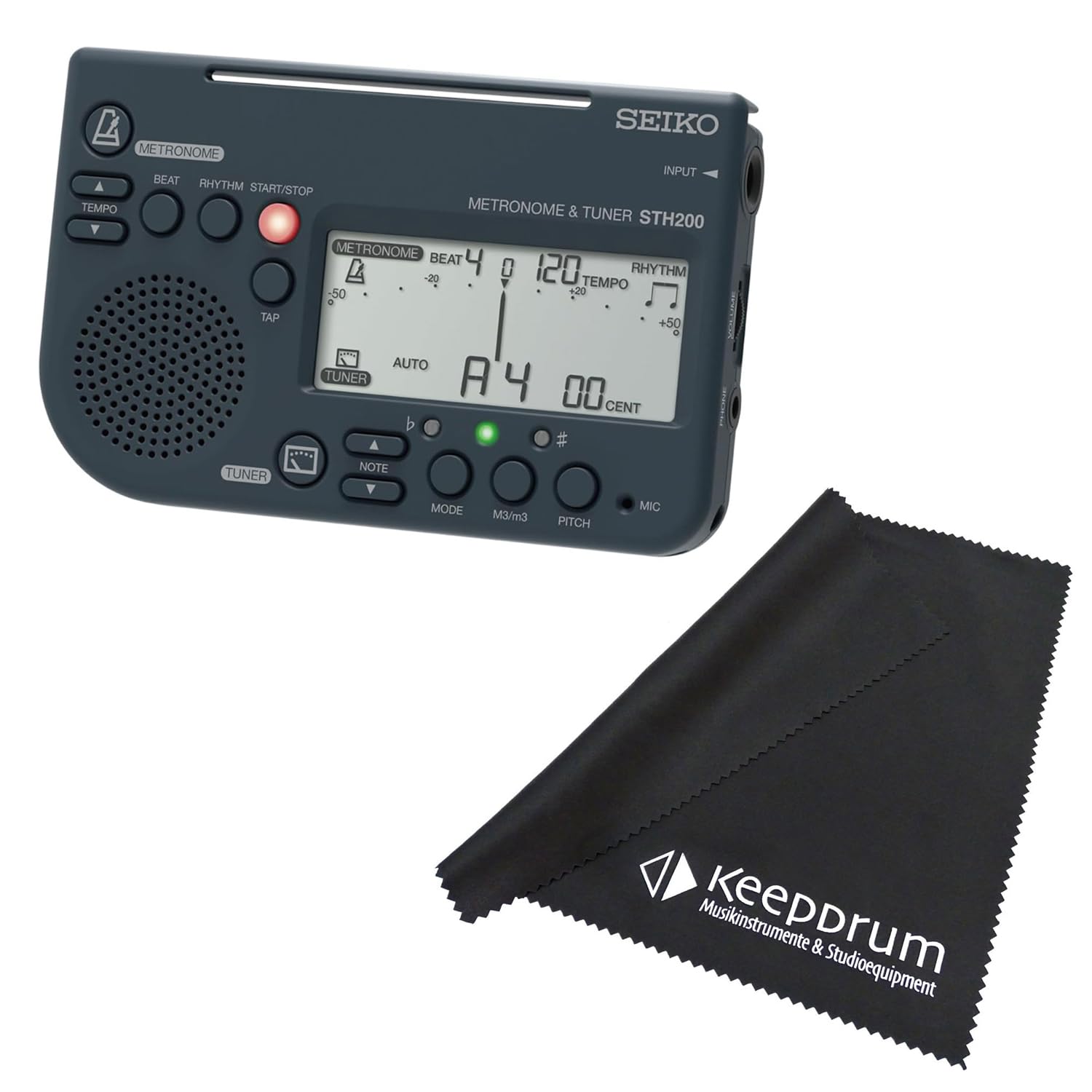 Seiko STH-200 - Metronomo con funzione accordatore con panno in microfibra Keepdrum