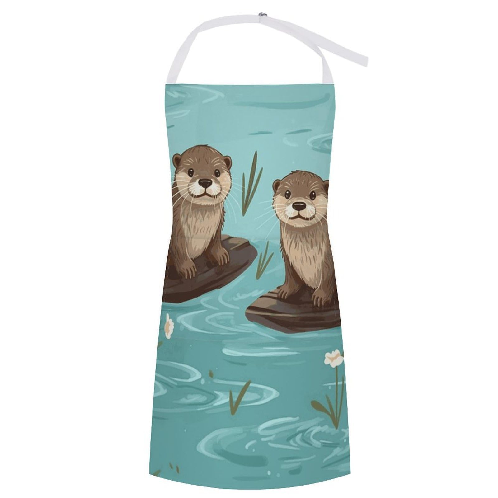 Kitchen Apron An Apron With Otters Printing Pockets Funny Apron For Cooking And Baking, Style, 70x80cm