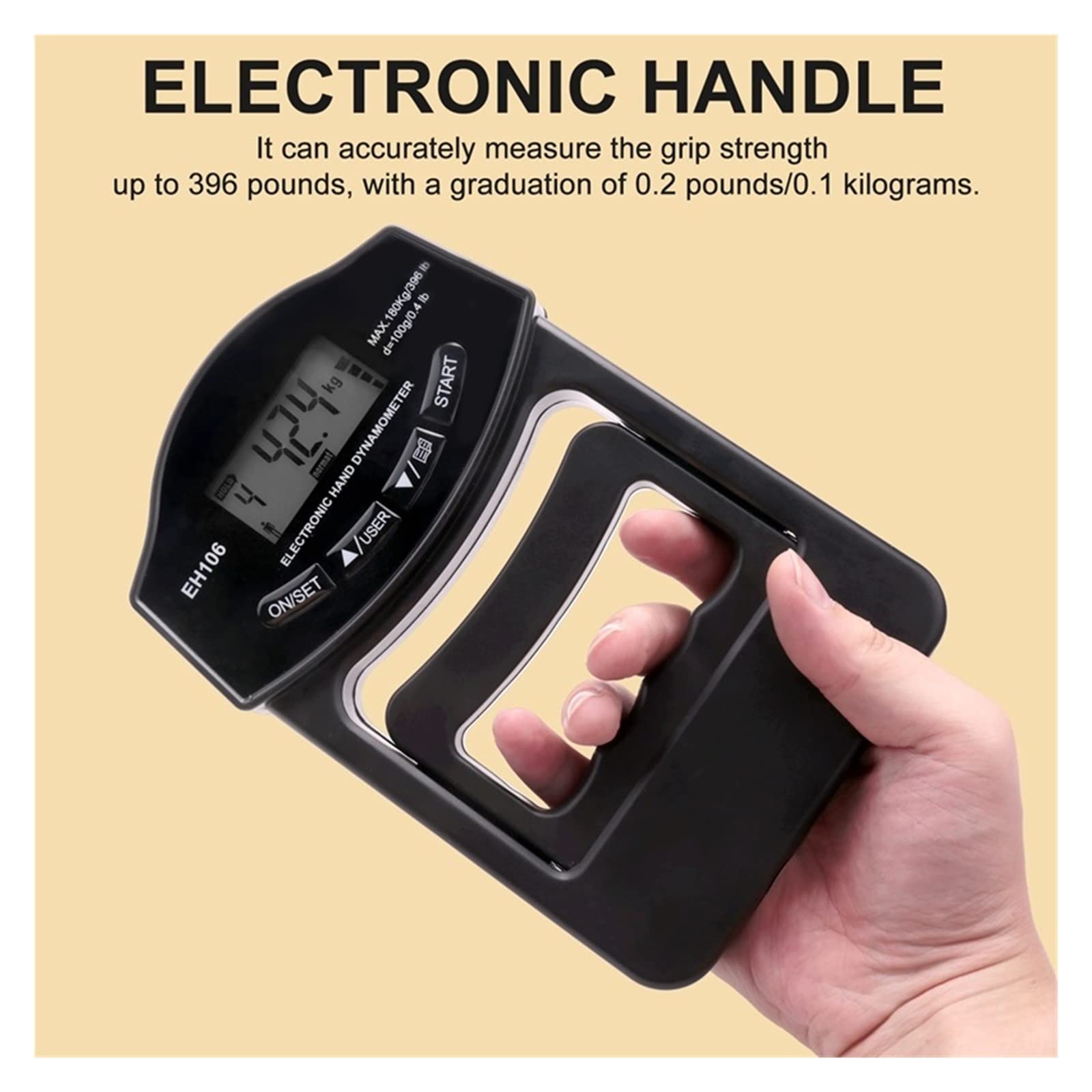 Dinamómetro de mano digital Entrenador fuerza agarre 396Lbs/180 Kgs Probador entrenamiento rehabilitación for hombres y mujeres,Durable(2Pcs Blue Meter)