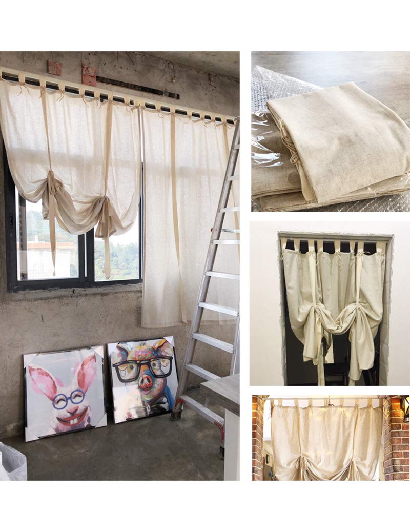 Amazon｜vctops コットンリネンタイアップカーテン カントリースタイル