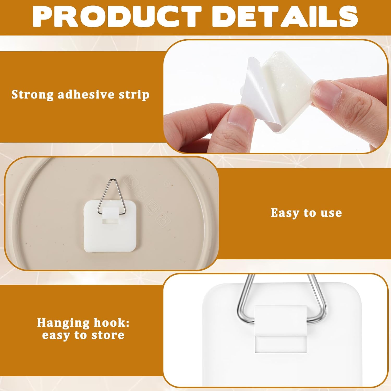 Thinp 15 Pcs Adhesive Picture Hangers, Picture Hanging Hooks Without Nails Invisible Plate Hangers for The Wall Sticky Wall Plate Hanger for Photo Frame Foamboard Walls Art Decor image 3