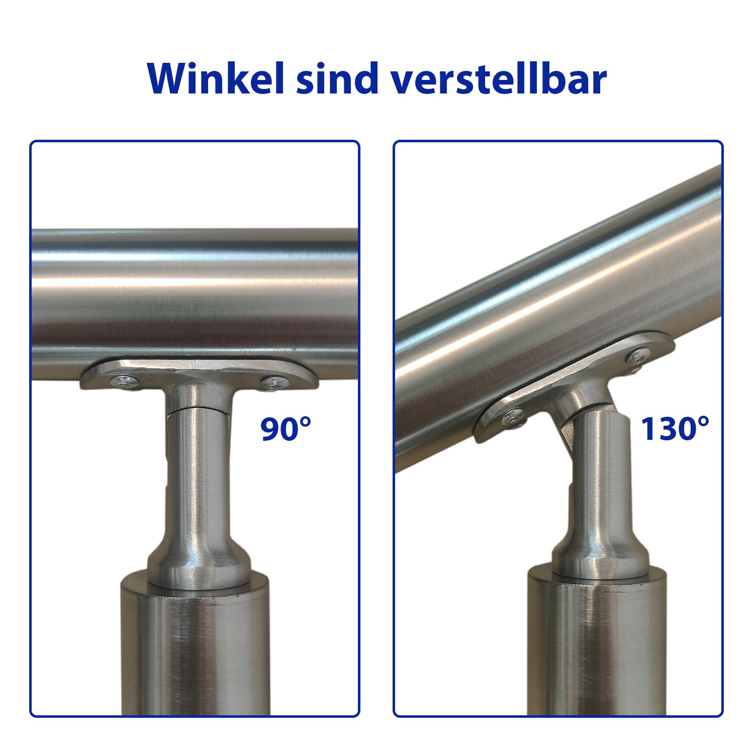 V2A Edelstahl Geländer für Seitliche Montage Treppengeländer 2 Querstreben 100cm Innen Außen Handlauf
