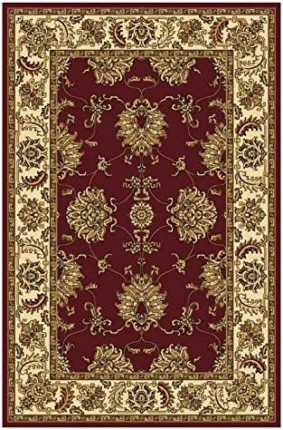 Olefin Traditional Rug in Lotus Pattern (3.3 ft. x 5.4 ft. in Burgundy)