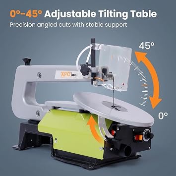 16Inch Variable Speed Scroll Saw - Power Scroll Saws with Extra-Large Adjustable Tilting Table for Woodworking Projects and Precision Cuts