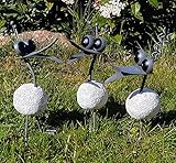 Farbe: Anthrazit /Grau 3er Set Steinfigur kleine lustige Vögel Vogel Deko Figur Garten u. Wohnung Metall und Polyresin