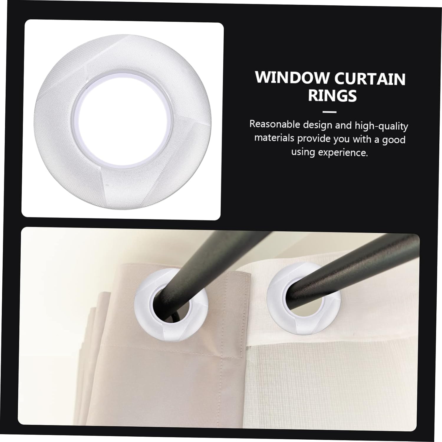 80pcs Curtain Drapery Ring Tape Self-Locking Silver Grommets Material Excellent Workmanship for Smooth Sliding