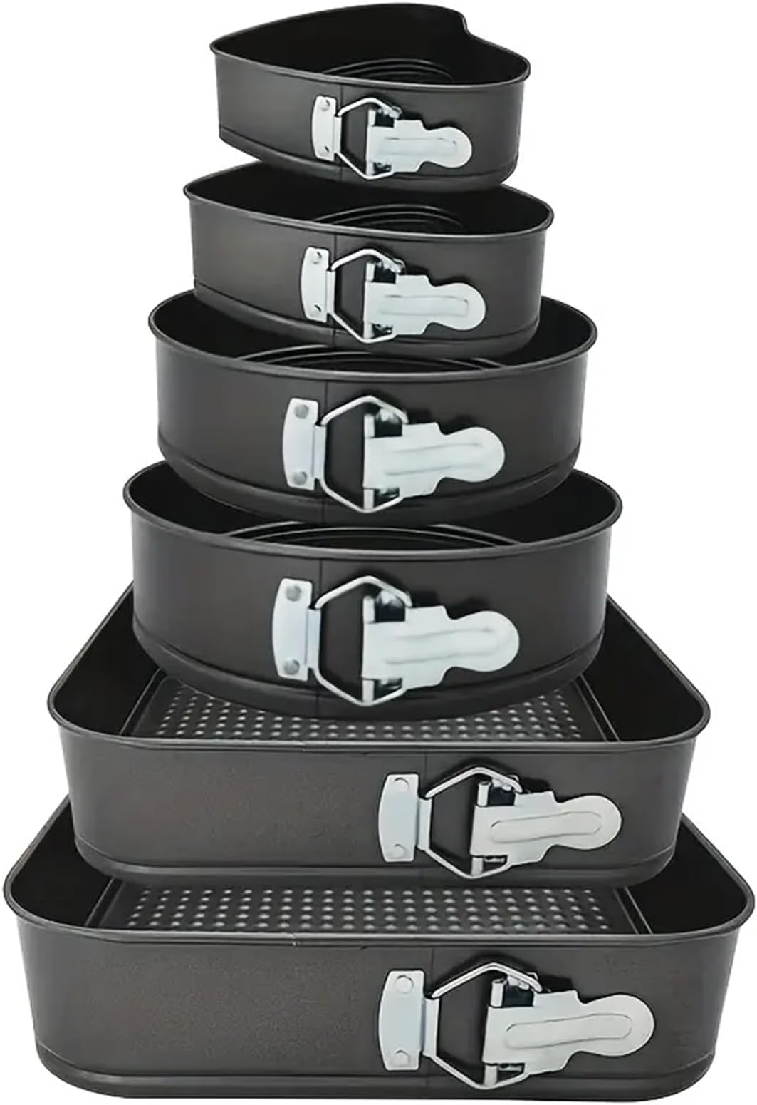 6 Pack Round Cake Tins,Mini Springform Cake Tin with Removable Bottom,Heart Round Square Leakproof Nonstick Cake Pans for Baking Cheesecake,Layered Cake