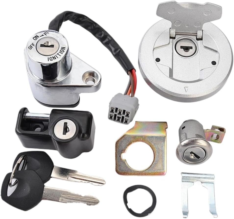 Ignition Switch Fuel Cap Seat Lock Set Compatible with OEM Part Numbers 37000-48Y10 37000-50810 37000-49890 37000-49891 37000-48891 37000-48890
