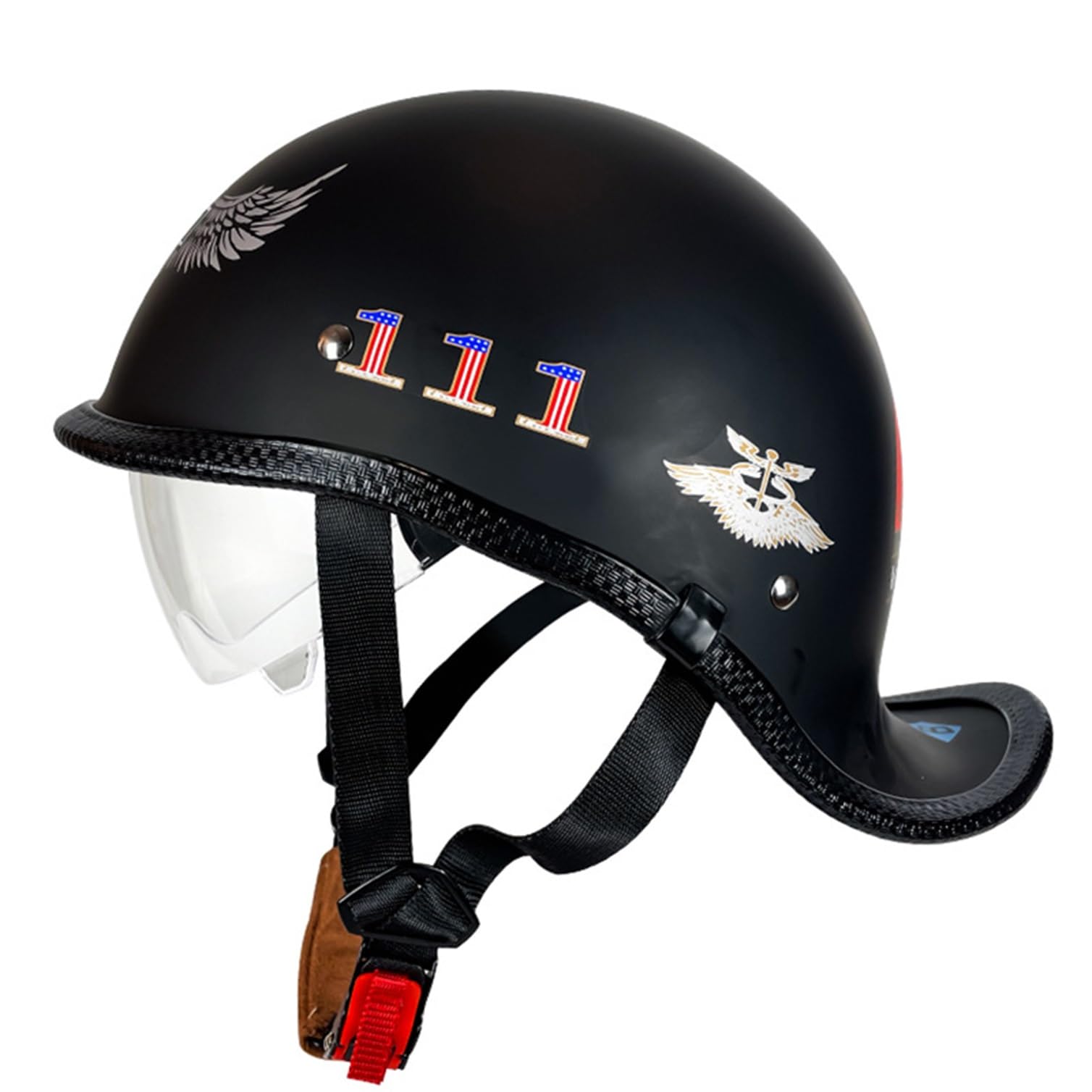 Casque jet moto rétro vintage pour scooter cruiser avec boucle rapide