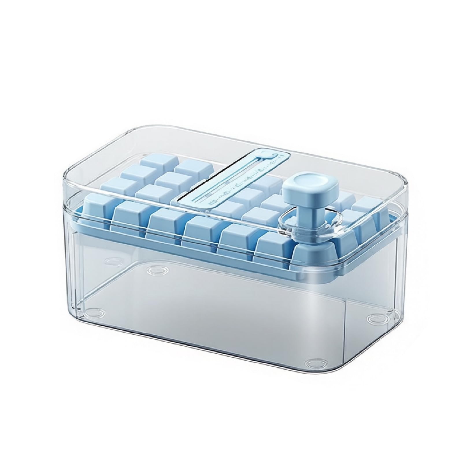 DTSXFTLY Ice Cube Tray with Lid Press Type Ice Maker Freezer Mold Storage Container,Blue,B