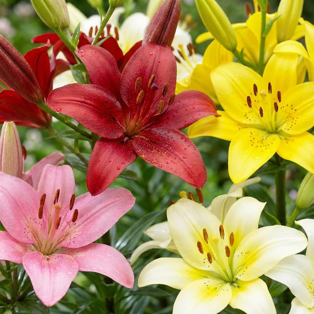 Bulbi Fiori Perenni da Esterno - 15 Bulbi di Gigli Matrix - Mix di 5 varietà (3 per ogni colore) - Piante e Fiori Esclusivi dall’Olanda - per giardino e vaso (non semi, non artificiali)