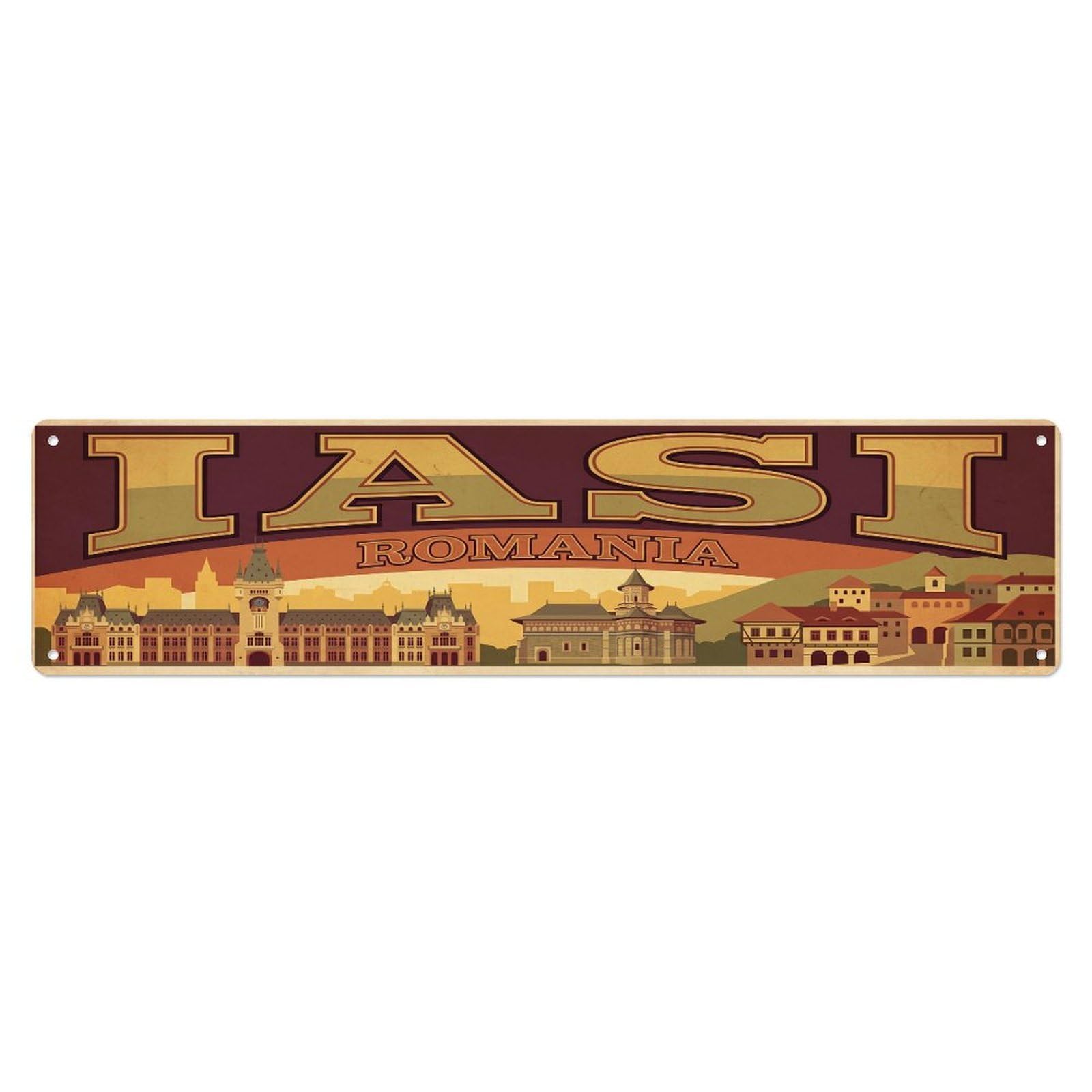 Retro Travel Romania Iasi Metal Tin Sign