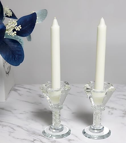 Miniatura 5 de Juego de 2 portavelas de cristal, portavelas de cristal para velas cónicas, candelabros transparentes para centro de mesa, boda, fiesta, Navidad