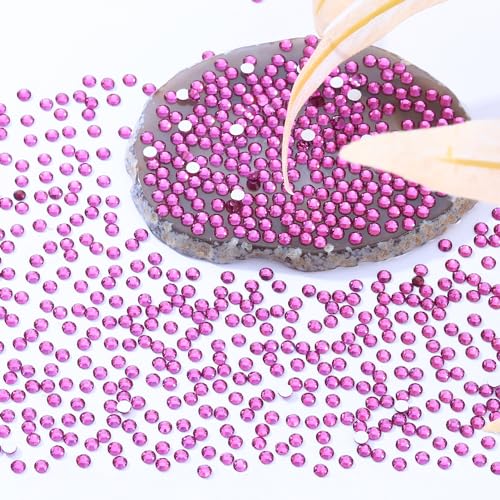 Image of Fuchsia Flatback Rhinestones, Glass Rhinestones for Nail Art and Craft, Glue Fix, Loose Crystal Gemstones(Fuchsia, SS6, 2880pcs, 1.9-2.0mm)