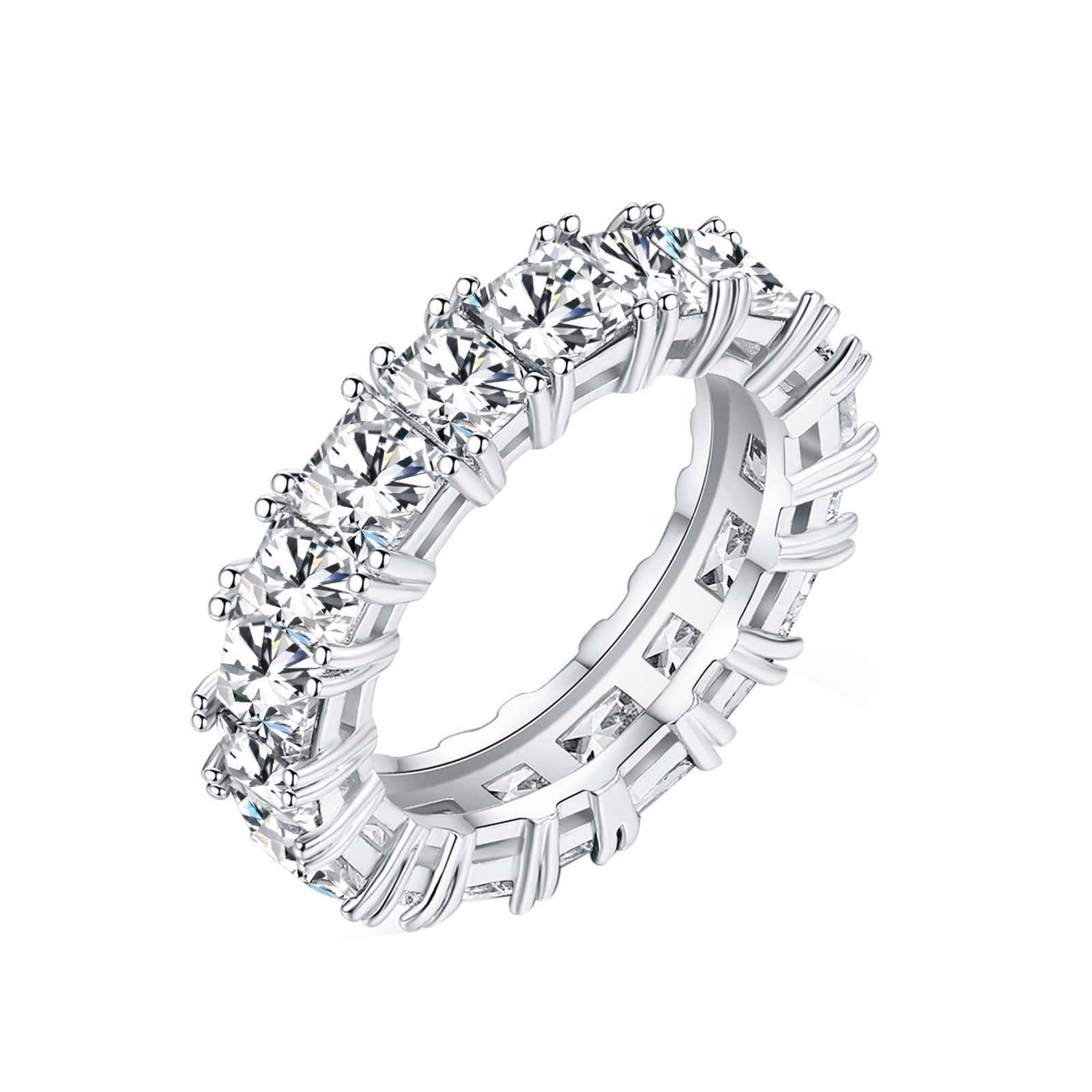 Moissanite pierścionek damskie obrączki ślubne białe złoto 18-karatowy niemetalowy znaczek (tylko moda) z 4 pazurami prostokątna cyrkonia rozmiar H 1/2 moda dla lesbijek biżuteria świąteczna