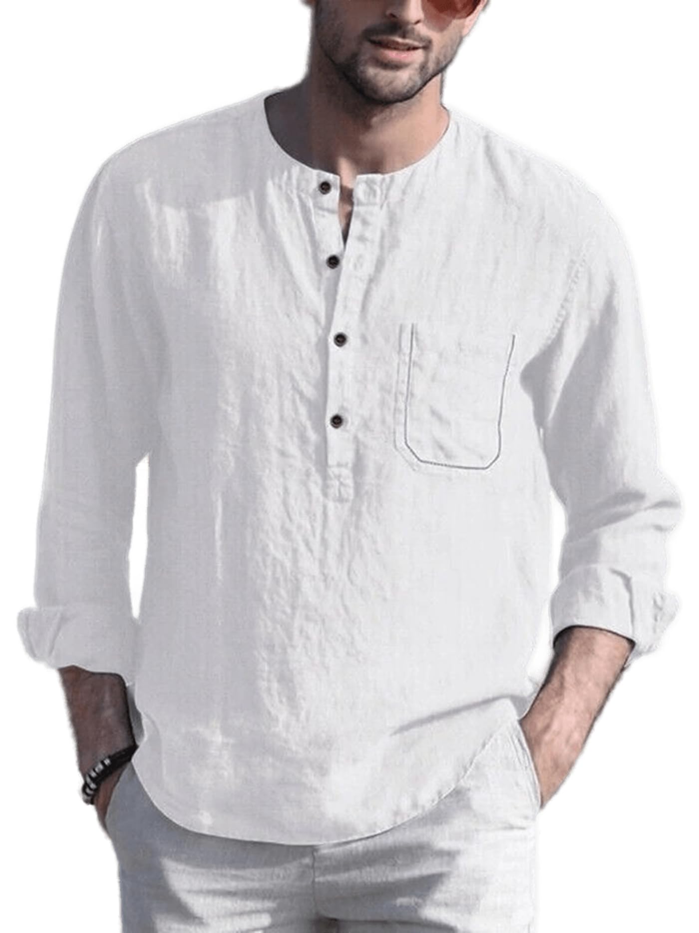 bollywood designer Men's Cotton Regular Full Sleeve Short Kurta Shirt with Casual Solid Mandarin Collar Kurta Shirts-picture-13