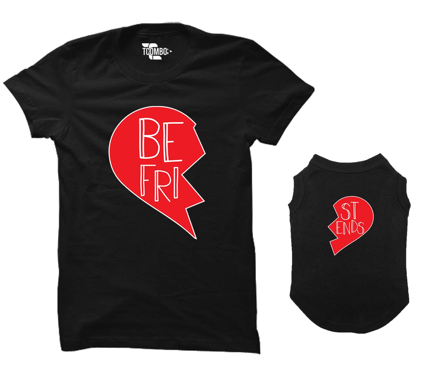 Tcombo Man's Best Friend Matching Dog Shirt & Women's T-Shirt (Black, Medium Womens/X-Small Dog)