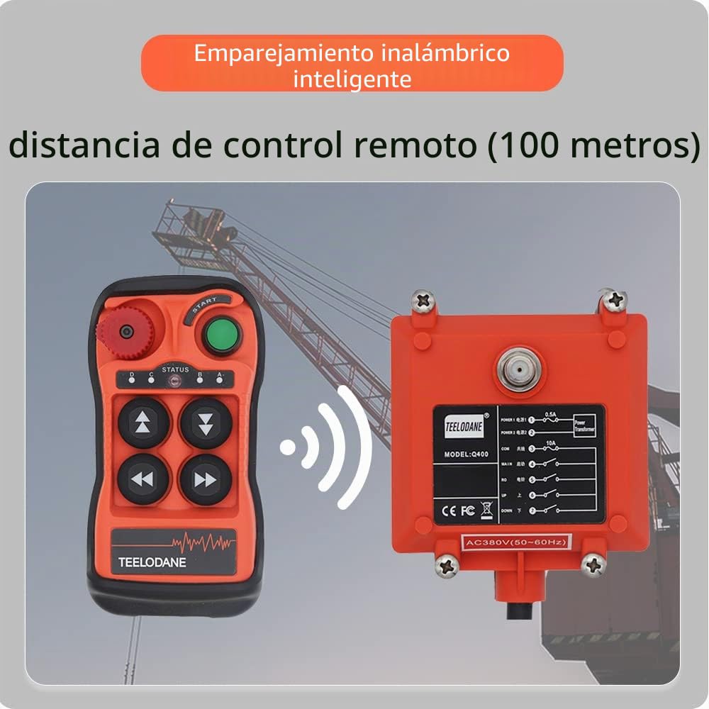 Kit de Control remoto de grúa inalámbrica Industrial, 2 movimientos, 4 botones, 12v, 24v, receptor transmisor de polipasto eléctrico con parada de emergencia (12-24V)