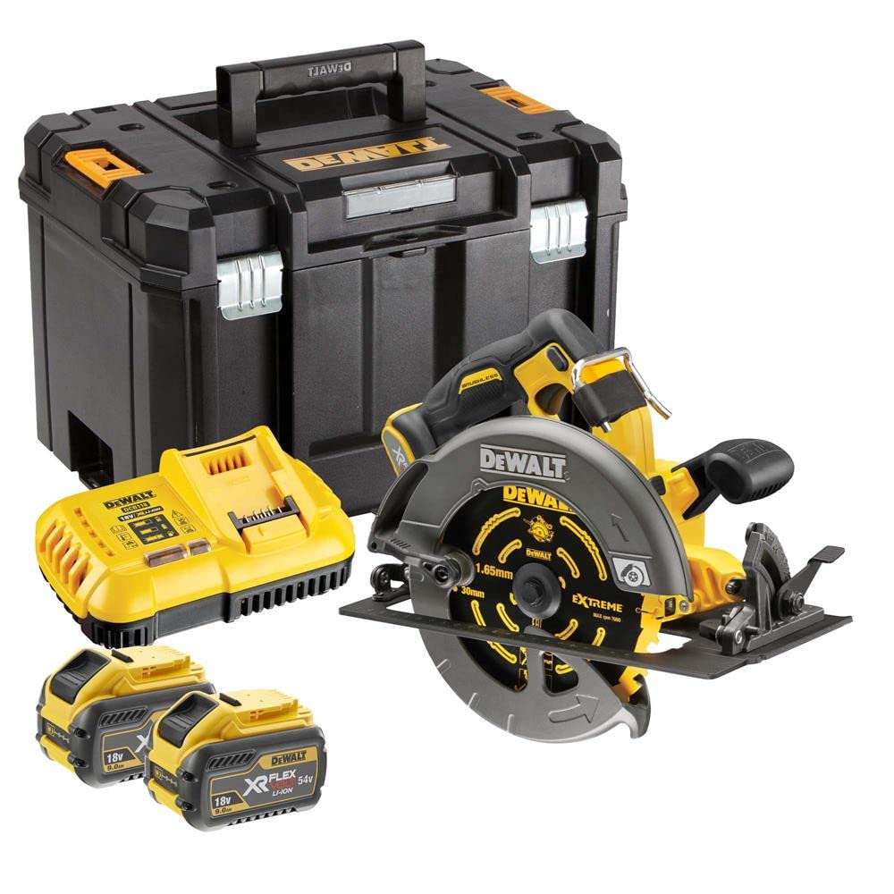 DeWalt DCS578X2 Cordless 54V FlexVolt 190mm Circular Saw 2x9Ah Batts, Charger &