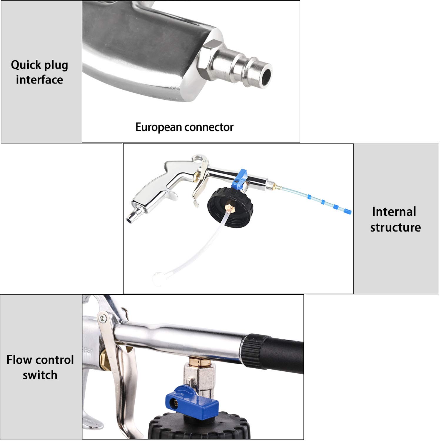 EXLECO Kit de Lavage, Pistolet de Nettoyage de Voiture Intérieur pour 6~9,2 Bar Air Comprimé, Pistolet de Pulvérisation Entretien Intérieur pour Auto Entretien Voiture avec Brosse Nettoyage Voiture