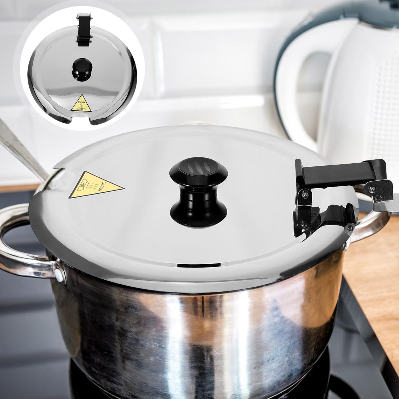 Stainless Steel Electric Soup Warmer Lid Replacement for 10Qt Soup Cooker Pot Cover with Ergonomic Anti-Scald Handle Spill Proof Design Easy to Clean and Store